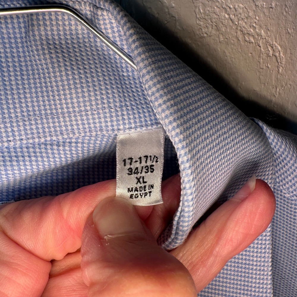 Van Heusen Mens XL‎ 17-17 1/2 Blue Check Regular Fit Dress Shirt Office - Picture 4 of 5